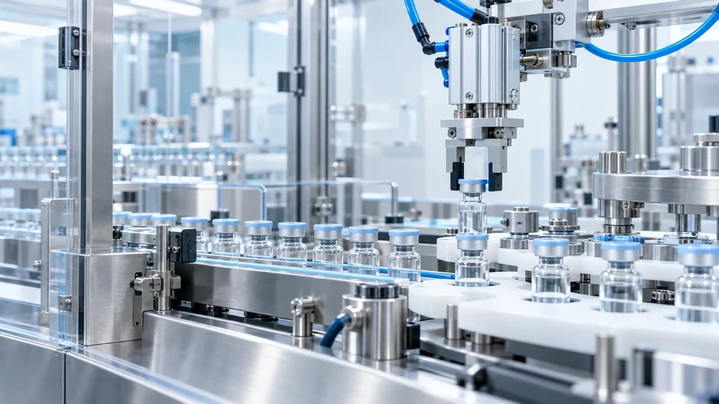Clean laboratory automation equipment with compact pneumatic gripper